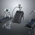Different Home Fitness Equipment With Treadmills Step Machines And Digital Panels