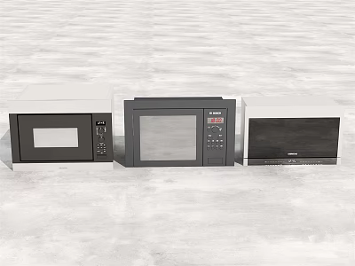 Three Modern Microwave Ovens for Kitchen Use With Digital Controls and Sleek Design 3d model