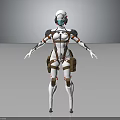 Futuristic Sci Fi Armored Character With White Armor Red Accents Green Goggles And Brown Pouches