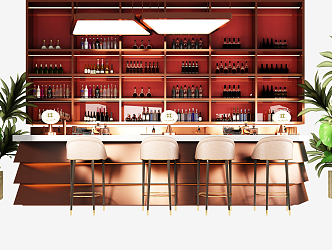 Light Luxury Bar Chair Combination Bar Counter Wine Cabinet Combination 3d model