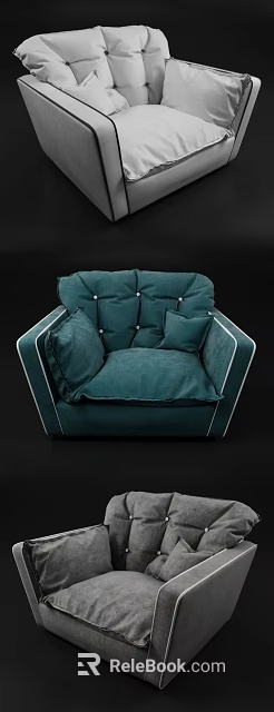 Modern Single Sofa With Tufted Details Plush Cushions And Contemporary Design 3d model 