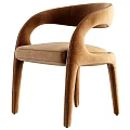 Modern Beige Leisure Chair With Curved Armrest And Comfortable Fabric Seat