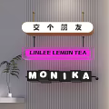 Colorful Coffee Shop Interior With LINLEE Lemon Tea Sign And MONIKA Branding