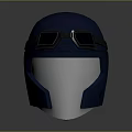 Dog Wearing Blue Helmet With Black Goggles And White Mask
