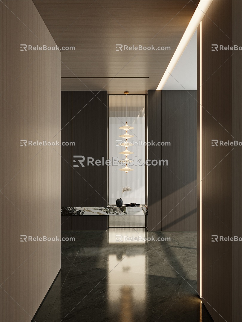 Italian Style Black Gold Log Light Luxury Zen Style Chinese Style Entrance Partition Hallway model