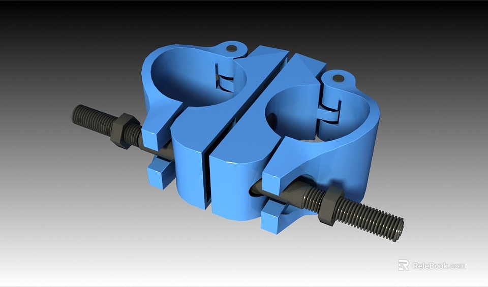 Heavy Duty Blue Double Clamp Hardware Tool With Secure Bolts And Strong Grip 3d model 