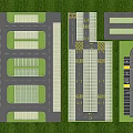 Parking Lot Layout Design With Multiple Sections Lane Structure And Parking Spaces 3d model