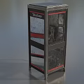 Public Telephone Booth With Metal Structure Glass Door And Red Handle