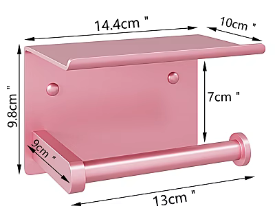 Pink Metal Hardware Tool Tissue Holder With Detailed Size Measurements 3d model