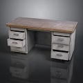 Functional Office Desk With Wooden Tabletop And Multiple Storage Drawers 3d model