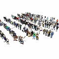 Diverse Group of People in Various Poses Standing Together in Crowd