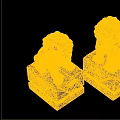 Garden Ornaments Featuring Carved Stone Lions on Decorative Pedestals Blue Background