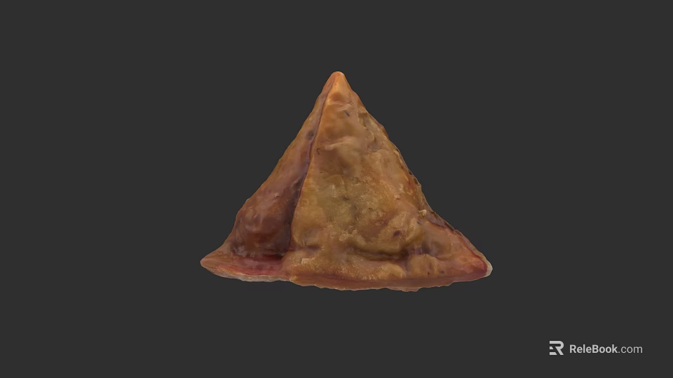 Golden Crispy Triangular Fried Pastry With Savory Filling And Flaky Crust 3d model 