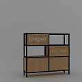 ESKEMO Modern Wooden Cabinet With Black Frame Open Shelves And Closed Compartments