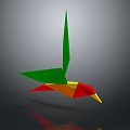Furniture Decorated With Colorful Origami Bird Design In Green Red Yellow