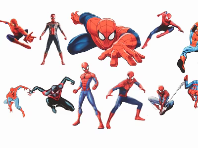 Spider Man Silhouettes Collection With Multiple Different Dynamic Action Poses 3d model