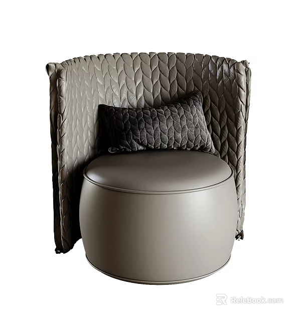 Elegant Modern Single Sofa With Leaf Patterned Backrest And Gray Cushion 3d model