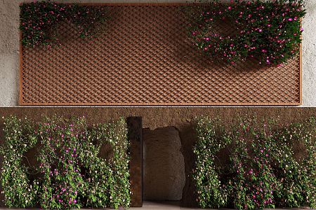 Modern Vine Green Plant Wall Mud Wall 3d model