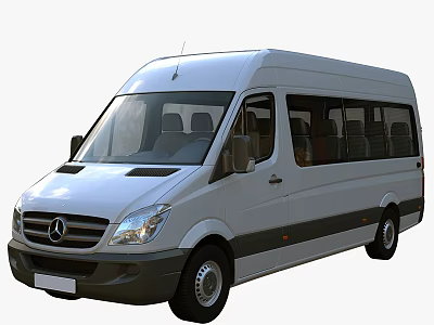 White Mercedes Benz Minibus With Large Windows Passenger Seats And Modern Exterior Design 3d model