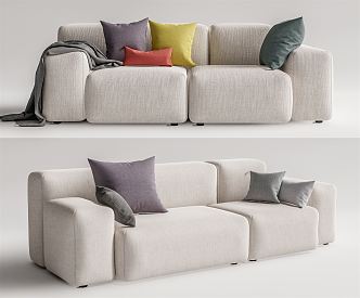 Modern double sofa multiplayer sofa 3d model