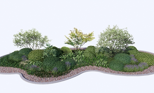 modern shrub ball flower-grass combination flower border 3d model