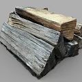 Natural Wood Logs And Stone Blocks With Raw Textured Surfaces Stacked Together