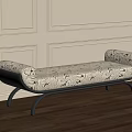 Upholstered Shoe Bench With Patterned Cushion And Curved Metal Legs Design