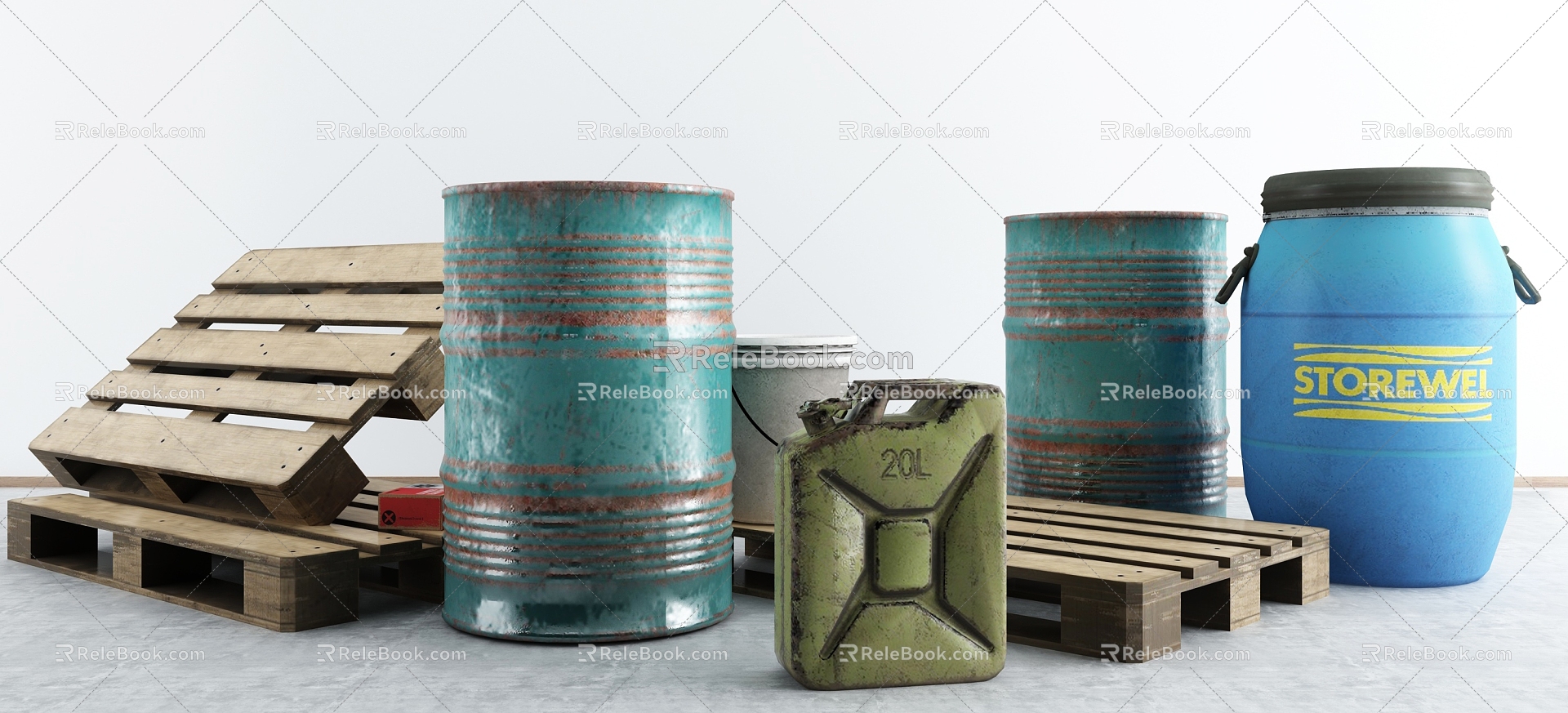 Industrial LOFT petrol drum construction site petrol drum 3d model