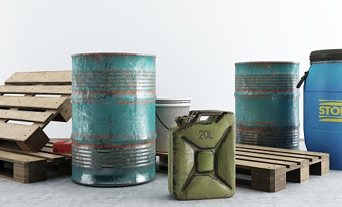 Industrial LOFT petrol drum construction site petrol drum 3d model