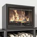 Cozy Modern Fireplace Interior Design With Stacked Wood Logs And Warm Flames