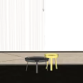 Modern Living Room Interior With Black Round Coffee Table And Yellow Side Table