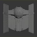 Detailed Gray Sci Fi Spaceship Model With Open Wings And Textured Surface 3d model