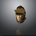 Golden Medieval Knight Armor Helmet With Shiny Metallic Finish And Red Base