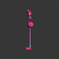 Pink Cartoon Game Character With Long Arms Legs Ponytail Bow And Blue Shoes