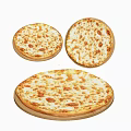 Freshly Baked Cheese Pizza in Three Different Sizes on Wooden Trays