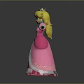 3D Princess Character Model In Pink Dress With Blonde Hair Crown And Outstretched Arms