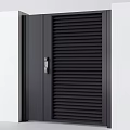 Black Steel Security Door With Safety Lock And Modern Shutter Design