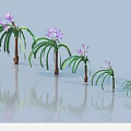 Beautiful Shrubs With Purple Flowers And Green Leaves In Various Sizes