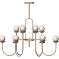 Modern Minimalist Chandelier With Metal Frame And Spherical Lampshades For Interior Lighting