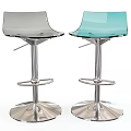Stylish Modern Bar Stools With Transparent Seats And Adjustable Chrome Bases 3d model