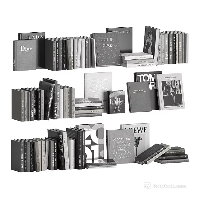 Stylish Stacked Books And Magazines With Modern Covers And Arrangement 3d model 