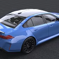 Blue BMW Sports Sedan with Streamlined Body and Black Alloy Wheels