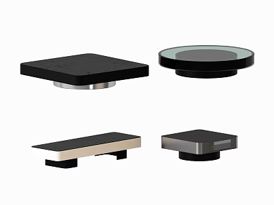 Stylish Modern Coffee Tables With Glass Top Metal Base And Wooden Accents Square Round Shapes 3d model