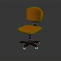 Orange Office Chair With Fabric Seat And Swivel Base On Black Frame