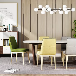 Nordic Dining Table and Chair Combination 3d model