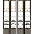 Elegant Multi tiered Decorative Cabinet With Metal Frame And Displayed Vases And Boxes