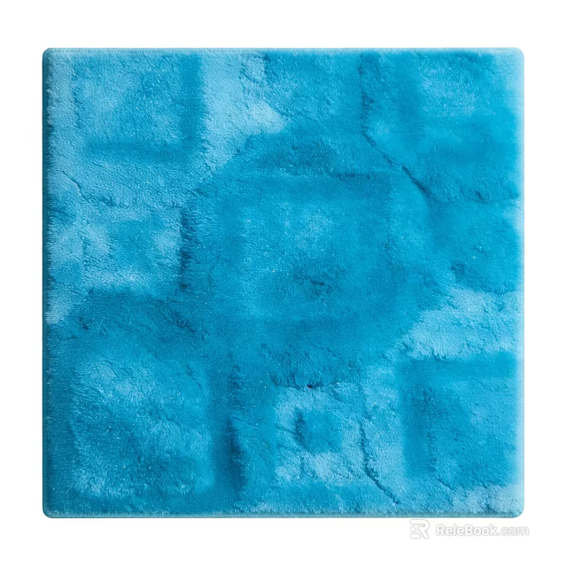 Blue Square Carpet With Textured Geometric Pattern For Living Room Decor 3d model 