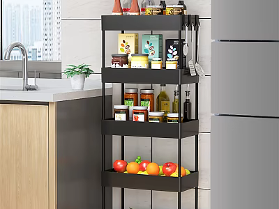 Black Multi layer Bathroom Cabinet Rack With Storage Shelves For Toiletries 3d model