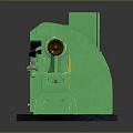 Green Industrial Machine With White Motor Warning Sign And Yellow Support Base