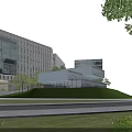 Modern Industrial Park With Glass Curtain Wall Buildings Green Lawns And Trees